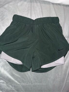 Nike Women's Dark Green Athletic Shorts with gray Liner
